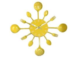 Relógio de Parede MISHA DIY Utensílios de Cozinha (Amarelo)