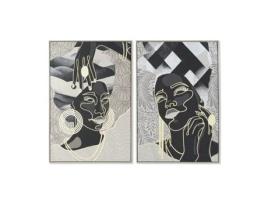 Pintura Dkd Home Decor 84 X 4,5 X 123 Cm Africana Tropical 2 Unidades