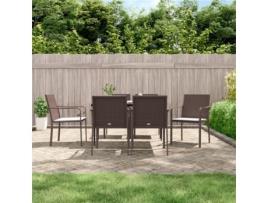 Conjuntos de Refeição 7 Peças e Almofadas VIDAXL para Jardim (140 cm - Rattan - Castanho)