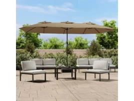 Chapéu de Sol VIDA XL Cabeça Dupla com Luzes LED (Cinzento Acastanhado - 449x245 cm)