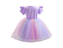 Vestido NNJXD Princesa Arcoíris Puro para Menina (110 cm - Roxo)