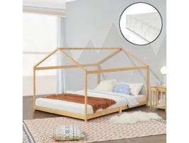 Cama Infantil + Colchão [EN.CASA] Vindafjord (205 x 166 x 133,5 cm - Bambu - Castanho)