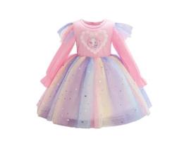 Vestido NNJXD Princesa Manga Longa para Menina (130 cm - Rosa)