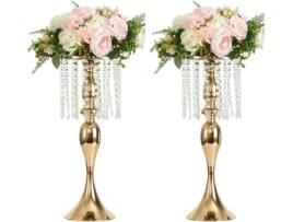 2 Pçs Acrílico Imitação de Cristal Castiçal Suporte Ouro/Prata Flor Vaso Peça Central Do Casamento Castiçal de Chumbo Estrada para Decoração de Evento