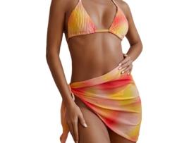 Conjunto de Três Peças de Maiô Feminino Biquíni Gradiente (L)