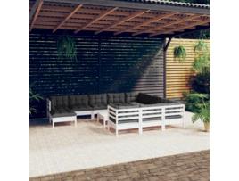 Conjunto de Relax com 12 Peças com Almofadas (63,5 x 63,5 x 62,5 - Madeira - Branco)