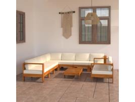 Conjunto de Relax com 9 Peças com Almofadas (63 x 63 x 60 - Madeira - Branco)