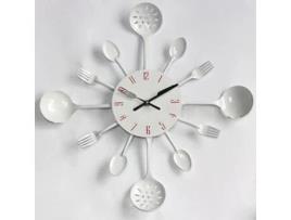 Relógio de Parede MISHA DIY Utensílios de Cozinha (Branco)