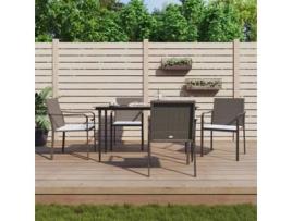 Conjuntos de Refeição 5 Peças e Almofadas VIDAXL para Jardim (140 cm - Rattan - Castanho)