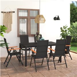 Conjunto de Jantar para Jardim Preto e Castanho 7 pcs