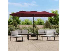 Chapéu de Sol e Luzes Led VIDAXL (449 x 245 cm - Vermelho)