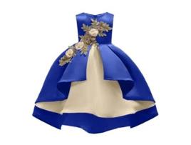 Vestido NNJXD Princesa Manga Bordado Poliéster para Menina (110 cm - Azul)