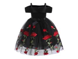 Vestido NNJXD Princesa Rose Alças Poliéster para Menina (140 cm - Preto)