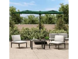 Guarda-Sol com Cabeça Dupla e Luzes Led VIDAXL 316 x 240 cm Verde