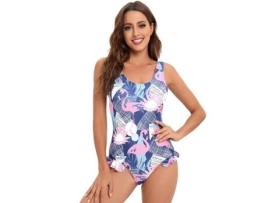 Fato de Banho TRUMSEN-GM Una Pieza Flamingos Sin Espalda para Mulher (XL)