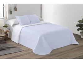 Colcha Reversível Liso BOHEME 100% Poliéster Azul (250x270 cm - cama 150 cm)