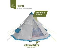 Tenda em Pirâmide SKANDIKA  Tipo Índia   Tipii   Ao Ar Livre   Rede Mosquiteira   6 Pessoas