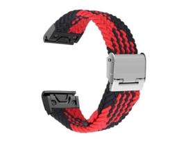 Bracelete Pulseira Entrançada Flexível para Garmin Forerunner 935 Vermelho e Preto