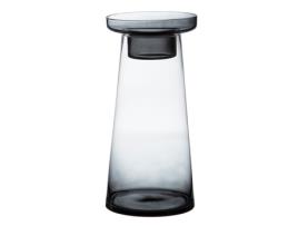 Porta-velas BIGBUY HOME em Vidro (Cinzento - 16.50 x 16.50 x 35 cm)