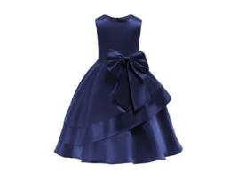 Vestido NNJXD Princesa Manga Laço Poliéster para Menina (110 cm - Azul)