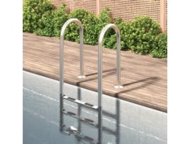 Escada para Piscina VIDAXL (54 x 38 x 158 cm - Aço Inoxidável - Prateado)