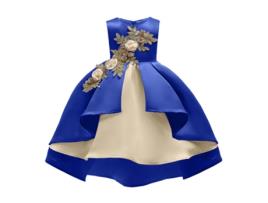 Vestido NNJXD Princesa Manga Bordado Poliéster para Menina (100 cm - Azul)
