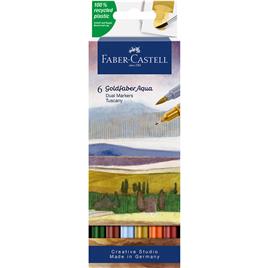 FABER-CASTELL Marcador Aguarelável de Ponta Dupla Goldfaber, 6 Cores Aqua