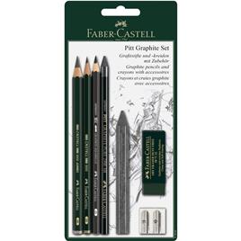 FABER-CASTELL Conjunto Lápis Grafite Pitt, Mina 2B e 6B, Afia e Borracha
