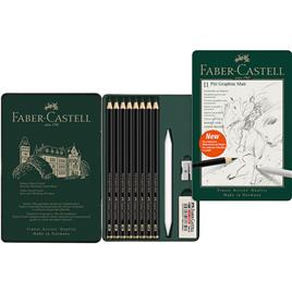 FABER-CASTELL Lápis de Grafite Matt Pitt, Caixa Metal com 11 Lápis