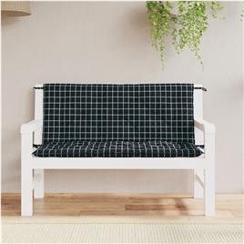 vidaXL Almofadões p/ banco jardim 2 pcs 120x50x7cm tecido xadrez preto