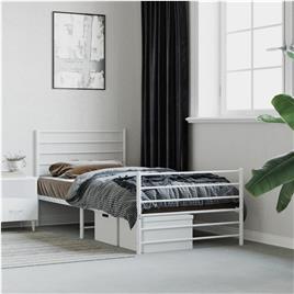 vidaXL Estrutura de cama com cabeceira e pés 90x190 cm metal branco