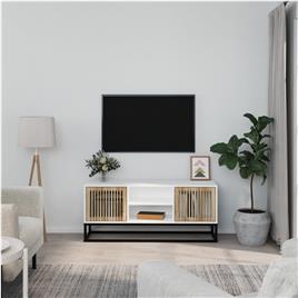 vidaXL Móvel de TV 105x30x45 cm derivados de madeira e ferro branco
