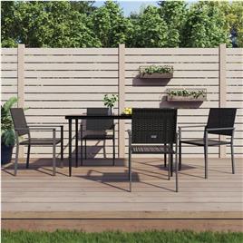 vidaXL Cadeiras jardim 4 pcs 54x62,5x89 cm vime PE preto