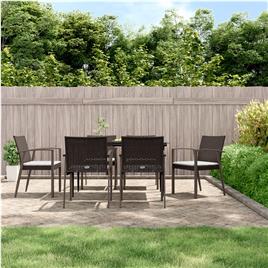vidaXL Cadeiras jardim + almofadões 6pcs 56,5x57x83cm vime PE castanho