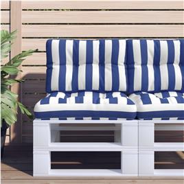 vidaXL Almofadão para sofá de paletes 60x40x12 cm tecido azul/branco