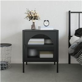 vidaXL Mesa de cabeceira 50x35x60 cm vidro e aço preto