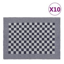 vidaXL Panos de cozinha 10 pcs 50x70 cm algodão azul e branco
