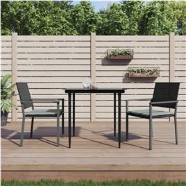 vidaXL Cadeiras jardim c/ almofadões 2 pcs 54x62,5x89 cm vime PE preto