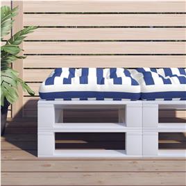 vidaXL Almofadão para sofá de paletes 60x60x12 cm tecido azul/branco