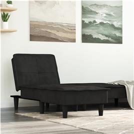 vidaXL Chaise longue veludo preto
