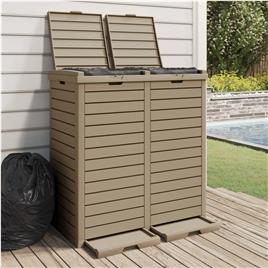 vidaXL Caixote lixo exterior 78x41x86 cm polipropileno castanho-claro