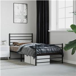 vidaXL Estrutura de cama com cabeceira e pés 90x200 cm metal preto