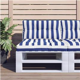 vidaXL Almofadão para sofá de paletes 70x40x12 cm tecido azul/branco
