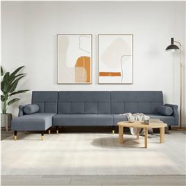 vidaXL Sofá-cama em forma de L 271x140x70 cm veludo cinzento-escuro