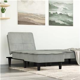 vidaXL Chaise longue veludo cinzento-claro
