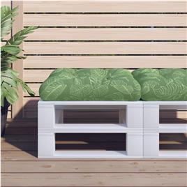 vidaXL Almofadão para paletes 58x58x10 cm tecido oxford padrão folhas