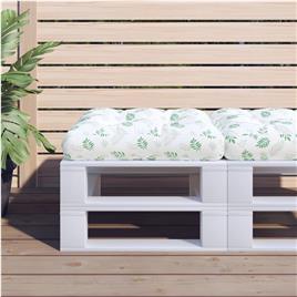 vidaXL Almofadão para sofá de paletes 50x50x12 cm tecido padrão folhas