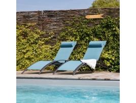 Pack 2 Espreguiçadeiras HAPPY GARDEN (178 x 64 x 34 cm - Plástico - Azul)