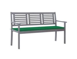 Banco de Jardim VIDAXL eucalipto cinza 3 lugares com almofadão (Cinzento - Madeira - 150 cm)