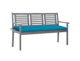 Banco de Jardim VIDAXL eucalipto cinza 3 lugares com almofadão (Cinzento - Madeira - 150 cm)